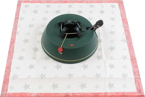 Krinner Christbaumständer Set Comfort M + Unterlegdecke rot (Baumhöhe bis 2,50 m, Stammdurchmesser 12 cm, Wassertank 3,5 L) 94129