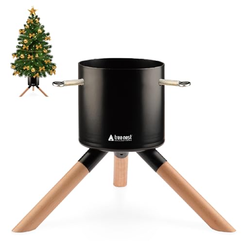 Tree Nest Christbaumständer Weihnachtsbaumständer Baumständer Tannenbaumständer Weihnachtsbaum Standfuß Ständer mit Wasserbehälter - Cosmo Christmas Tree Stand für Bäume bis 1.5m, 3-9cm Stamm Schwarz