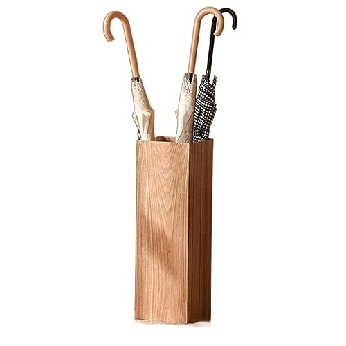 Regenschirmständer Schirmständer aus Holz, quadratischer Schirmhalter, freistehender Stockhalter for Gehstöcke, Schirmaufbewahrungseimer for Eingangsbereich, Zuhause, Büro Regenschirm Halter(Light Bro