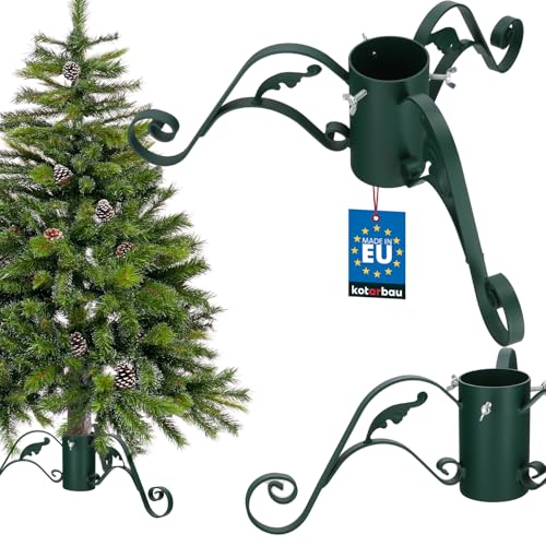 KOTARBAU® Weihnachtsbaumständer mit Wassertank aus Stahl Grün Baumständer Weihnachten Christbaumständer dekorativ mit Blatt Tannenbaumständer Christmas Tree Stand Weihnachtsbaum Ständer