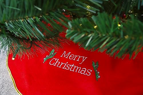 Toyland® 42 Zoll (106 cm) roter Merry Christmas Tree Rock/Sockelbezug mit Goldbesatz