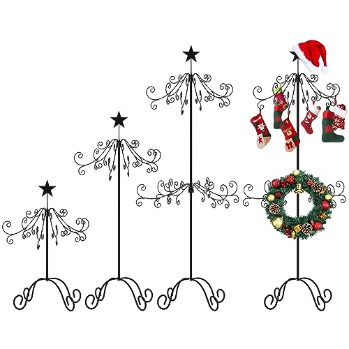 Gulfmew Weihnachten Strumpf Baum Ständer Verstellbaren Größen Weihnachten Ornament Anzeige Baum Metall Deko Sternen für Party Deko Wohnzimmer Badezimmer, Schwarz
