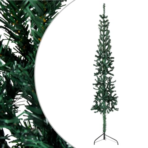 Saisonale & Feiertagsdekorationen schmaler künstlicher halber Weihnachtsbaum mit Ständer grün 180 cm Haus & Garten