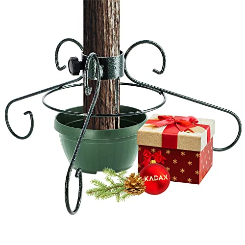 KADAX Weihnachtsbaumständer aus Stahl, Ständer für Baum, Stabiler Christbaumständer mit Wasserbehälter, Tannenbaumständer mit Knöpfen, Verschiedene Großen, grün (Breite: 51 cm)