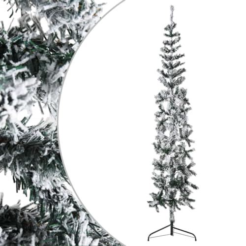 Schmaler künstlicher halber Weihnachtsbaum mit beflocktem Schnee 180 cm