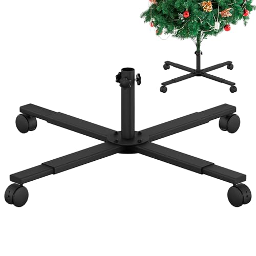 Mordx Weihnachtsbaumständer mit Gummirollen , Faltbarer Metall Weihnachtsbaumständer, Ständer für künstliche Weihnachtsbäume, Weihnachtsdekorationen (60cm,ø 2.4 cm)