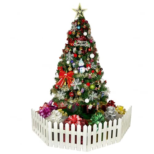 NURCIX Künstlicher Weihnachtsbaum Upgrade mit Ornamenten, Weihnachtsbäume mit Ideal für Haus, Büro und Party Dekoration, einfach zu montieren, Metallscharniere & Faltbare Basis,Green-6FT(180cm)