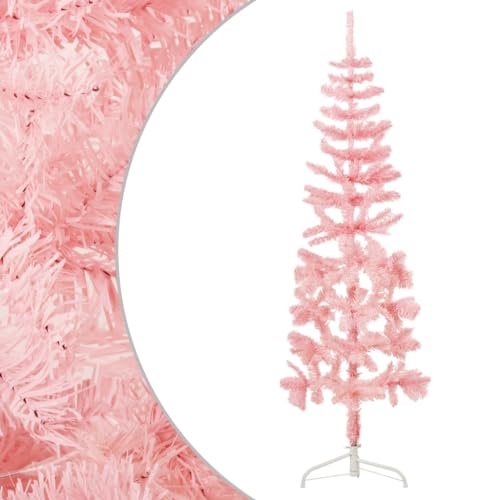Home Outdoor OthersSchmaler künstlicher halber Weihnachtsbaum mit Ständer, Rosa, 180 cm